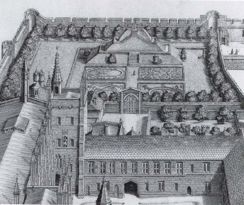unknow artist Detail of New College Garden with the Tudor mount as it was remodelled in 1647